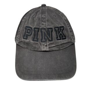 PINK Slideback Hat Black OS Adjustable Embroidered Victoria's Secret Cotton